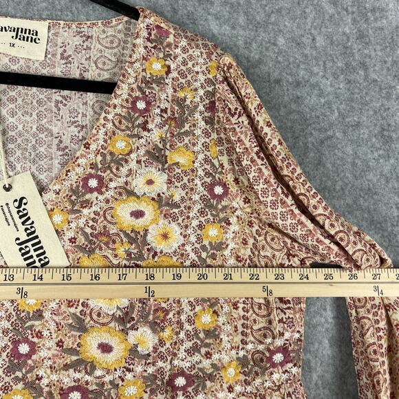 Savanna Jane Embroidered Top Womens 1X Floral Babydoll Boho Peasant Flowy NEW - Picture 9 of 12